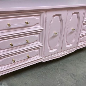SOLD!! Soft Pink Dresser| Console| credenza| nursery furniture| girls room | hardware| customizable