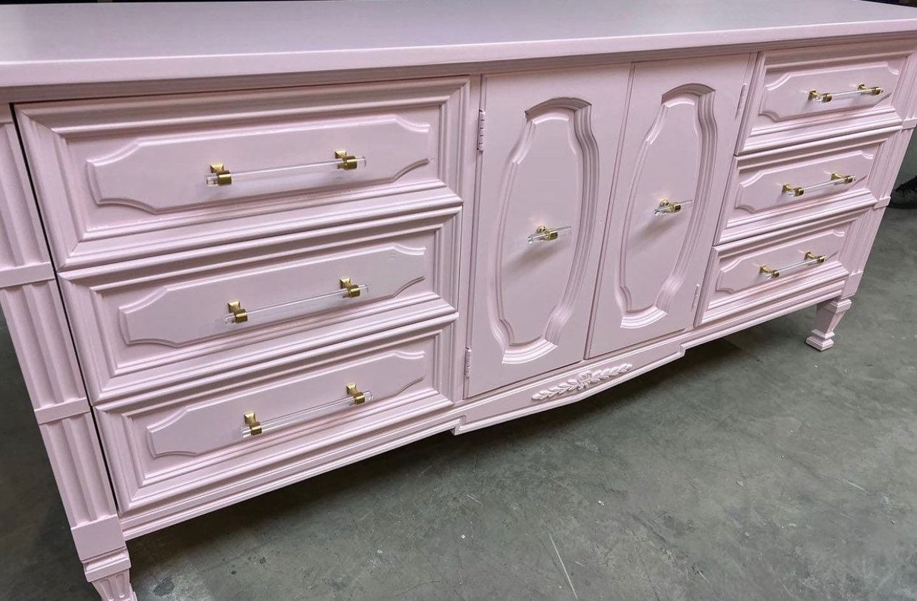 SOLD!! Soft Pink Dresser| Console| Credenza| Nursery Furniture| Girls Room  | Hardware| Customizable - Etsy