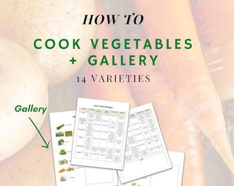 Como cozinhar vegetais, tabela de vegetais, guia de vegetais, cozinhar vegetais, livros de receitas, cozinha e sala de jantar, guia de preparação de refeições, galerias