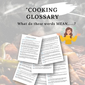 Cooking Glossary, Cookbook Terms, Cooking Terminology, Dictionary, Glossary, Cookbooks, Kitchen Supplies, Cooking Guide, Cooking Utensils