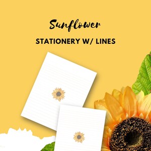Sonnenblumen Briefpapier mit Linien - Briefpapier Set - Briefpapier - Briefpapier - Blumen Briefpapier - Sonnenblumen Briefpapier Printable