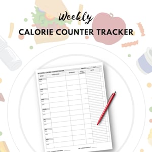 Weekly Calorie Counter Tracker, Calorie Tracker, Calorie Tracker Printable, Food Tracker, Food Chart, Diet Plan, Fitness Printable
