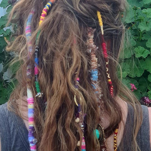 Handmade Boho Hair Wrap Extension Festival Rave *rainbow  display picture 2