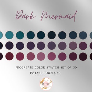 Dark Mermaid Procreate Palette, Color Swatches, Color Palette, iPad Procreate, Branding Colors, Brand Color Hex Codes, Brand Color Kit