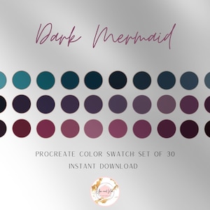 Dark Mermaid Procreate Palette, Color Swatches, Color Palette, iPad Procreate, Branding Colors, Brand Color Hex Codes, Brand Color Kit