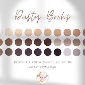 Dusty Books Procreate Palette, Color Swatches, Color Palette, iPad Procreate, Branding Colors, Brand Color Hex Codes, Brand Color Kit