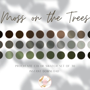 Moss Greens Procreate Color Palette, 30 Swatches (Digital Download)