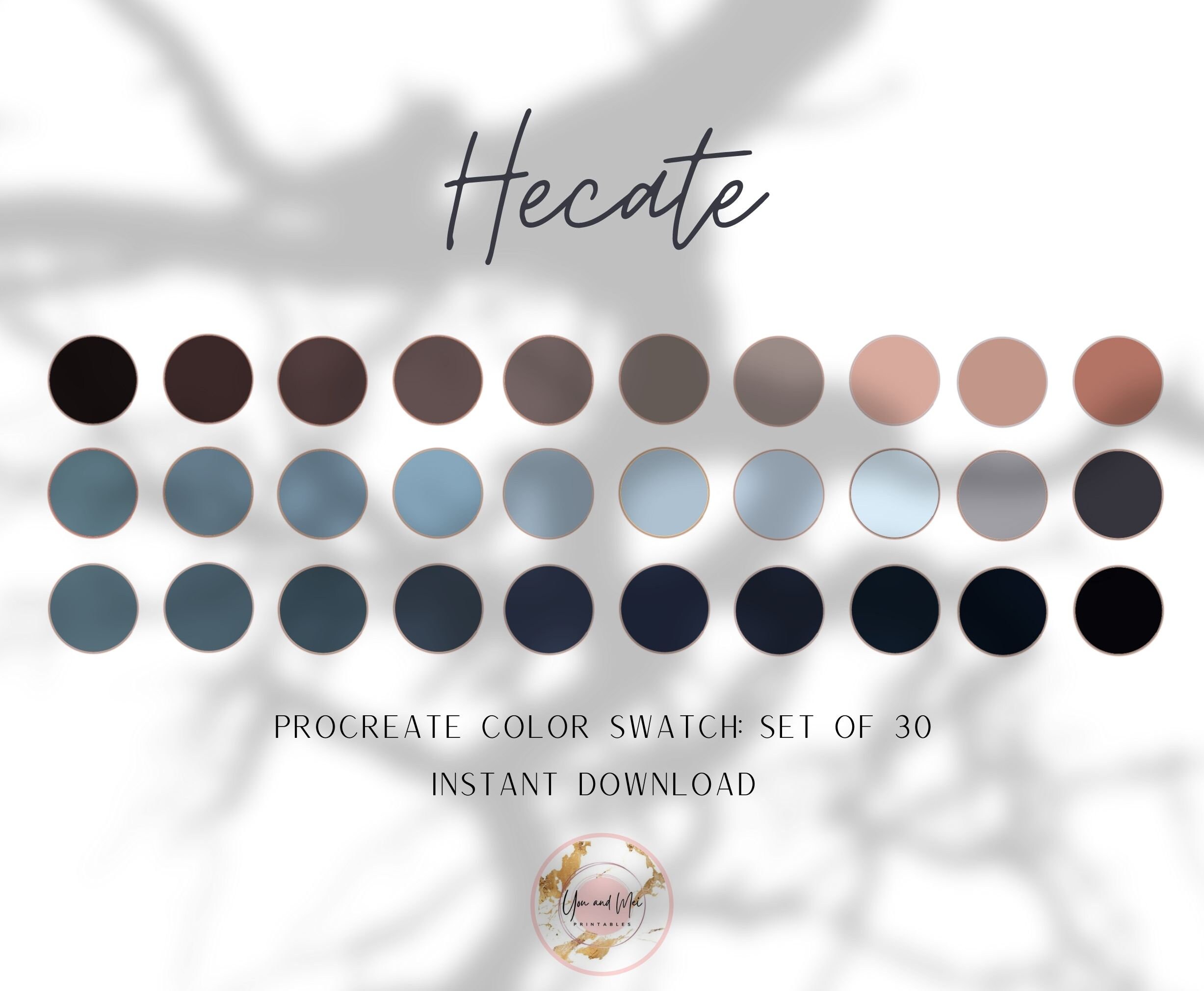 Hecate Procreate Palette, Witch Color Swatches, Blue Color Palette, iPad Procreate, Branding