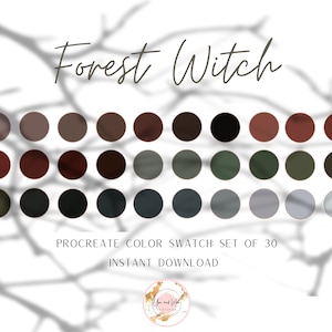 Forest Witch Procreate Palette, Color Swatches, Color Palette, iPad Procreate, Branding Colors, Brand Color Hex Codes, Brand Color Kit
