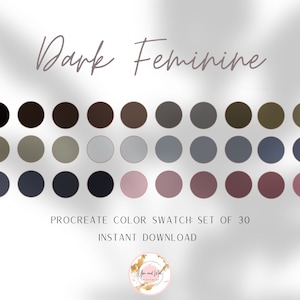 Dark Feminine Procreate Palette, Color Swatches, Color Palette, iPad Procreate, Branding Colors, Brand Color Hex Codes, Brand Color Kit