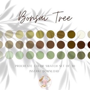 Bonsai Tree Procreate Palette, Color Swatches, Color Palette, iPad Procreate, Branding Colors, Brand Color Hex Codes, Brand Color Kit