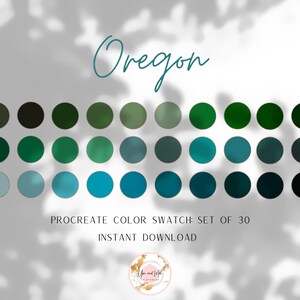 Oregon Landscape Procreate Color Palette, 30 Color Swatches (Digital Download)