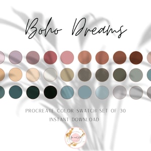 Boho Dreams Procreate Palette, Color Swatches, Color Palette, iPad Procreate, Branding Colors, Brand Color Hex Codes, Brand Color Kit