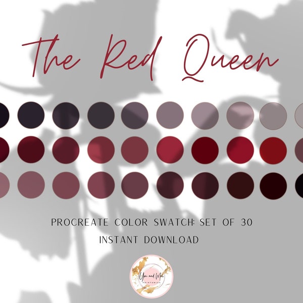 The Red Queen Procreate Palette, Color Swatches, Color Palette, iPad Procreate, Branding Colors, Brand Color Hex Codes, Brand Color Kit