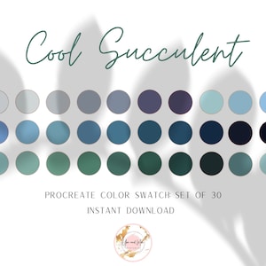 Cool Succulents Procreate Palette, Color Swatches, Color Palette, iPad Procreate, Branding Colors, Brand Color Hex Codes, Brand Color Kit