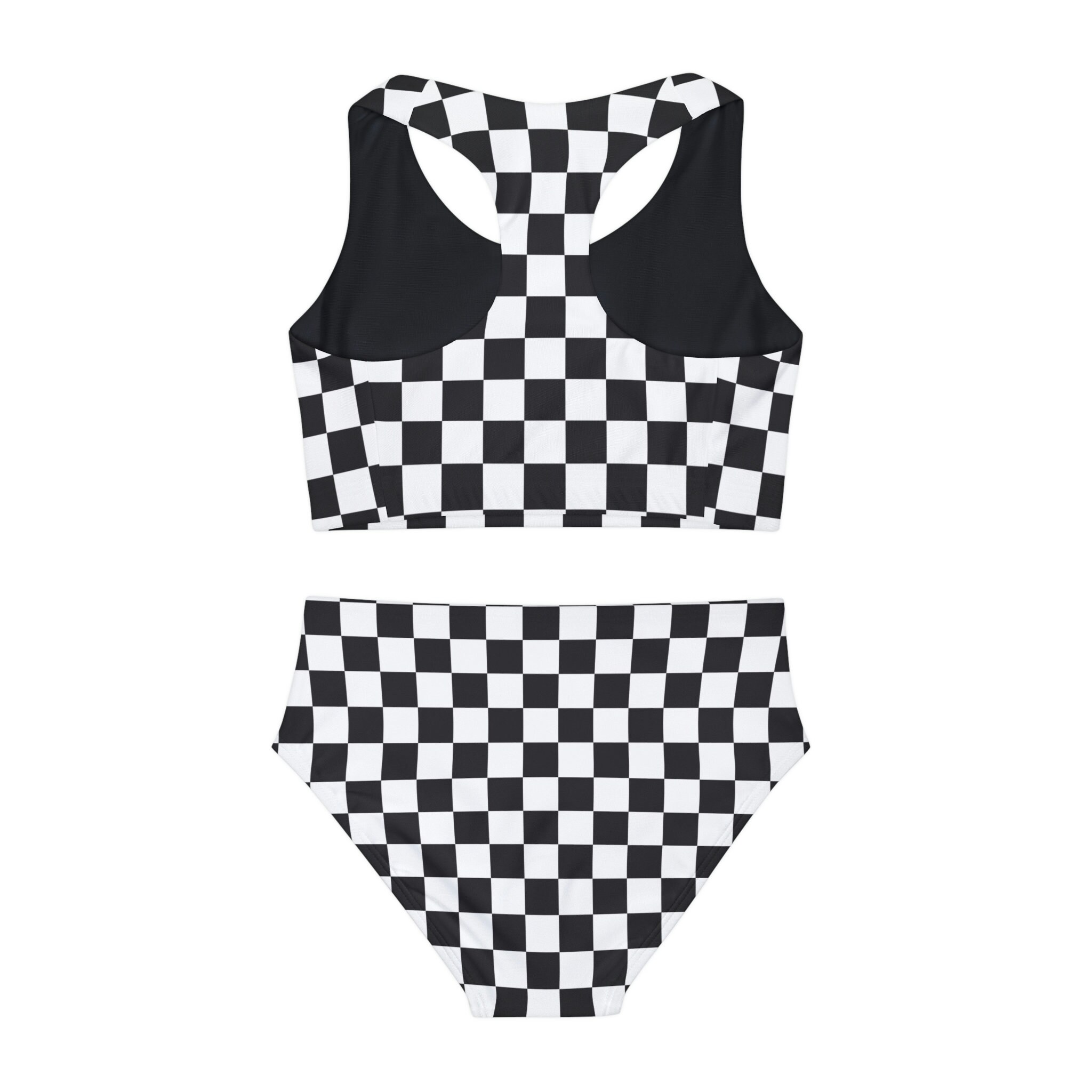 Kids Swimsuit Girls Bikini Checker Print Two Piece Swimsuit Etsy UK