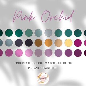 Pink Orchid Flower Procreate Palette, Color Swatches, Color Palette, iPad Procreate, Branding Colors, Brand Color Hex Codes, Brand Color Kit