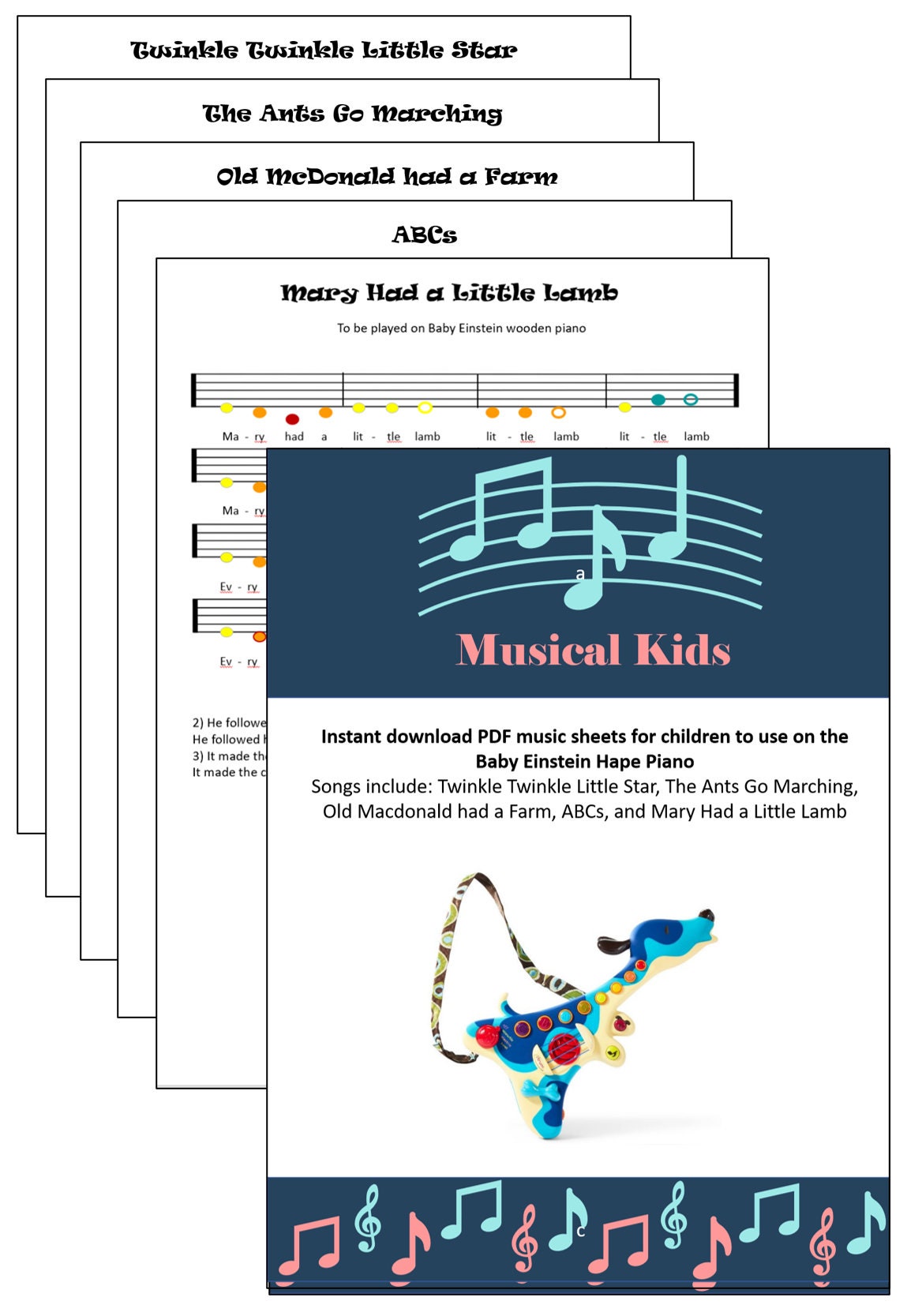 B. Toys Interactive Dog Guitar PDF Music Sheets Etsy