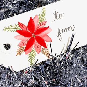 Christmas Poinsettia Gift Tag