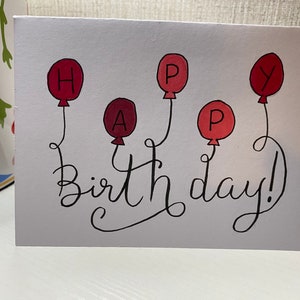 Joyeux anniversaire ballons roses Carte de vœux