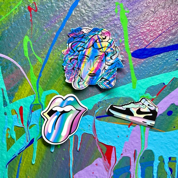 Rainbow Sticker Pack | Medusa | Sneakers | Rolling Stones Lips | Laptop Stickers | Phone Stickers | Notebook Stickers