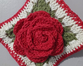Rose Crochet Pot Holder