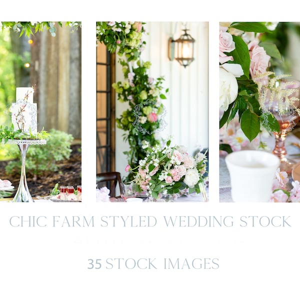 Pink and White Farm Wedding Styled Stock Images