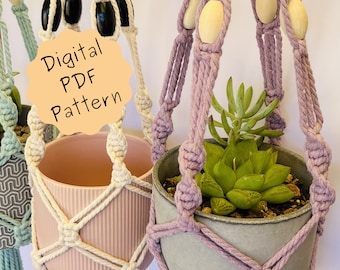 Makramee Pflanzenaufhänger Digital PDF Pattern Printable
