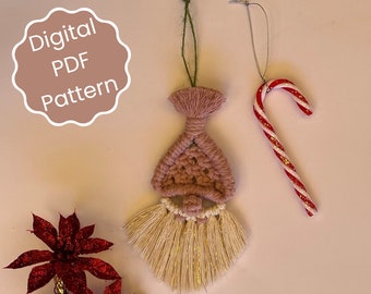 Patrón de adorno navideño de Santa Macramé, patrón imprimible, artesanía navideña