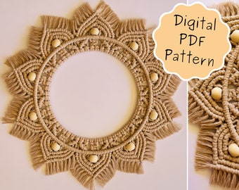 Macramé Mandala Wall Hanging Digital PDF Pattern Printable