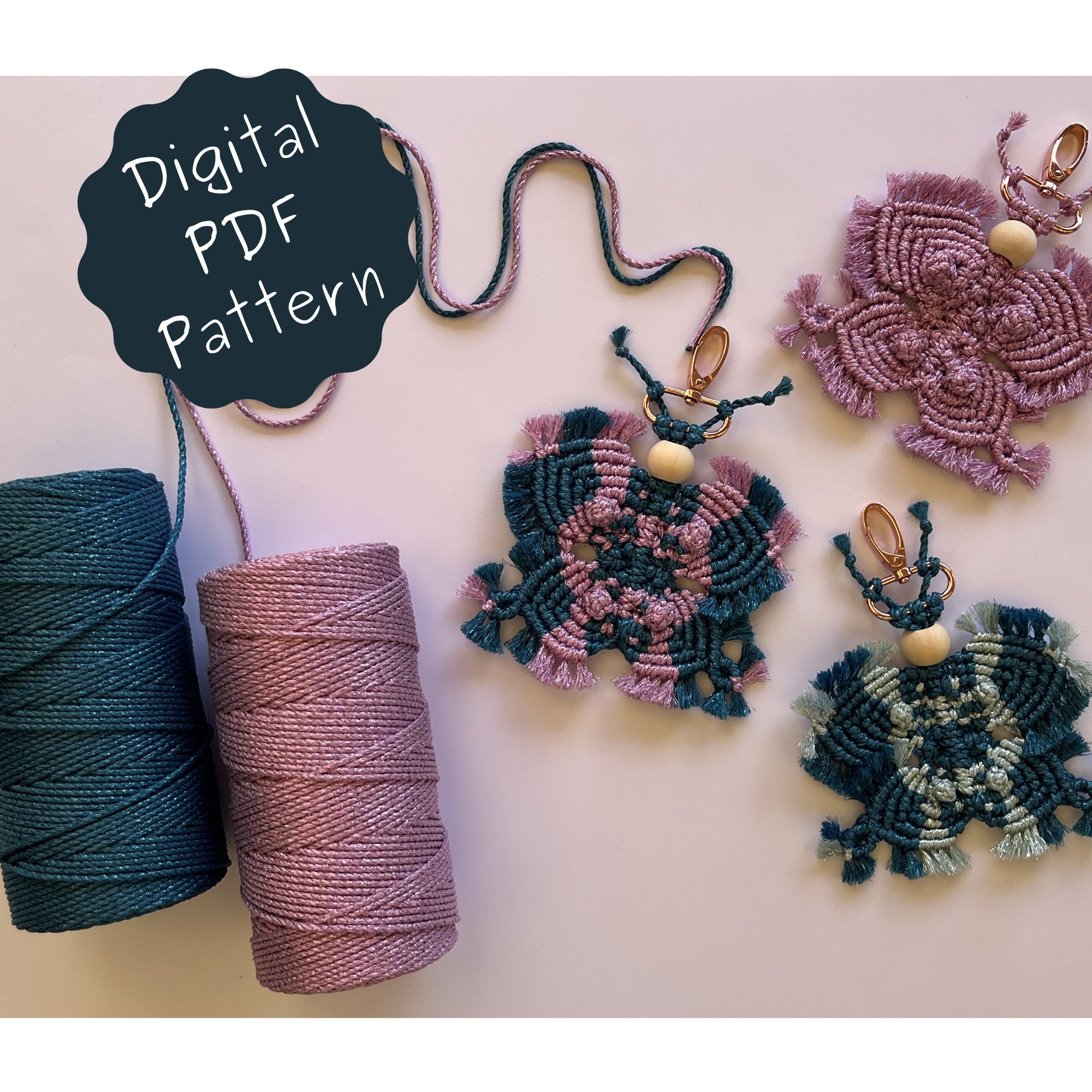 Macramé Schmetterling Schlüsselanhänger Digital PDF Pattern Printable