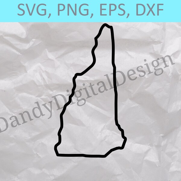 New Hampshire State Outline SVG, NH Outline SVG, State Outline, Cricut or Silhouette Cut Files