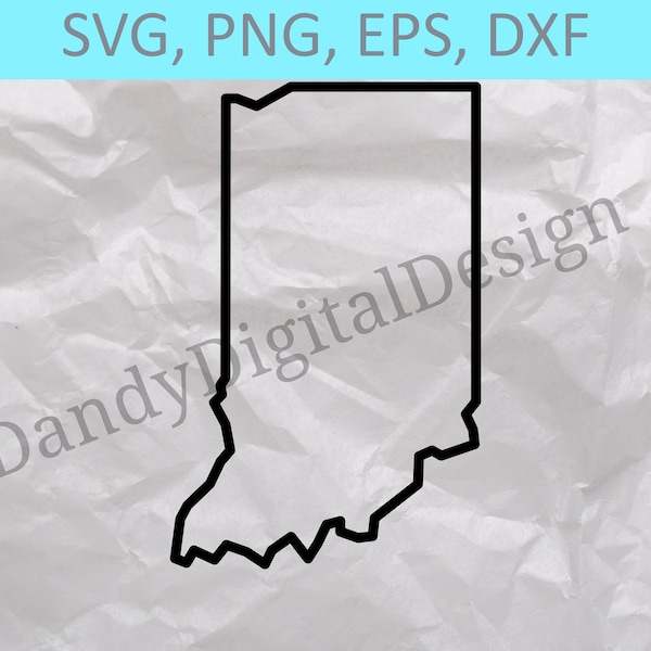 Indiana State Outline SVG, IN Outline SVG, State Outline, Cricut or Silhouette Cut Files