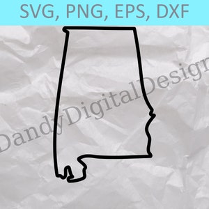 Fichiers SVG contour de l'état de l'Alabama, AL contour SVG, contour de l'état, Cricut ou Silhouette