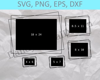 May include: A digital download of five different sized printable frames. The frames are black and white and have measurements in inches: 18 x 24, 8.5 x 11, 8 x 10, 4 x 6, and 5 x 7.