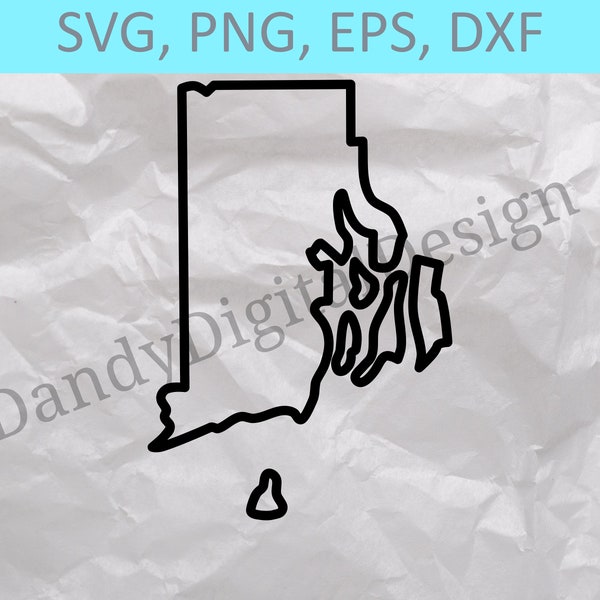 Rhode Island State Outline SVG, RI Outline SVG, State Outline, Cricut or Silhouette Cut Files