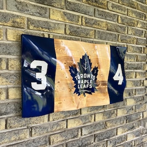Toronto Maple Leaf in gewelltem Zustand: Austin Jerseys Edition Flagge ( Massivholz ) Blau/Weiss/Holz