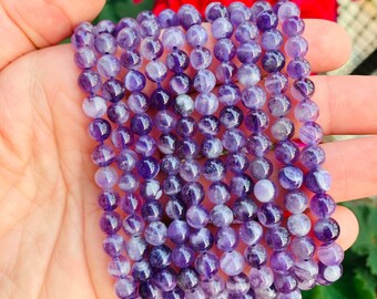 Amethyst Crystal Beads, 8mm Wholesale High-Quality AAA Grade Crystal Beads, 8mm Bulk Genuine Gemstone Beads