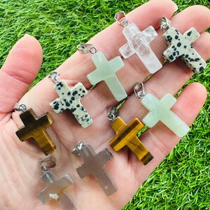 Crystal Cross Pendant, Crystal Cross Confetti, Mystery Small Genuine Polished Crystal Cross Pendants