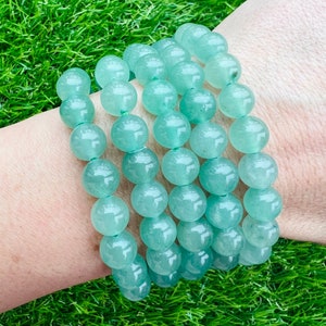Grüner Aventurin Armband, 8mm Grüner Aventurin Perlenarmband, Echter Grüner Aventurin Runde Perlen Heilung Kristall Armband