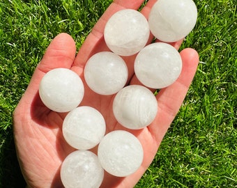 25mm Clear Quartz Crystal Sphere, 1 Small Polished Clear Quartz Crystal Sphere