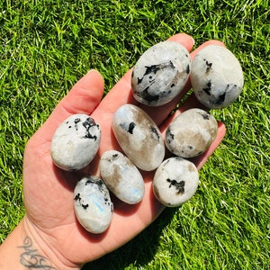 Tumbled Rainbow Moonstone, 1 Small-Medium Polished Genuine Rainbow Moonstone Crystal