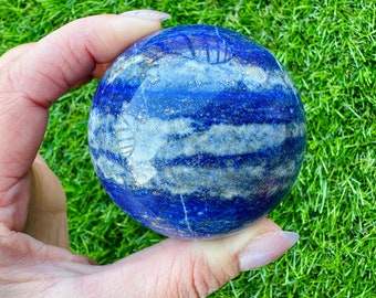 Stunning Lapis Lazuli Sphere, High-Quality Polished Lapis Lazuli Crystal Sphere
