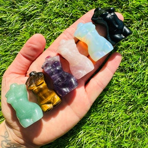 1.5 inch Mini Goddess Torso Body Carvings, Crystal Goddess Body, Mystery Small Genuine Polished Crystal Goddess Torsos