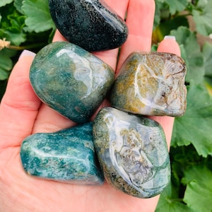 Jumbo Moss Agate Crystal, 1 Large Polished Genuine Tumbled Moss Agate Crystal