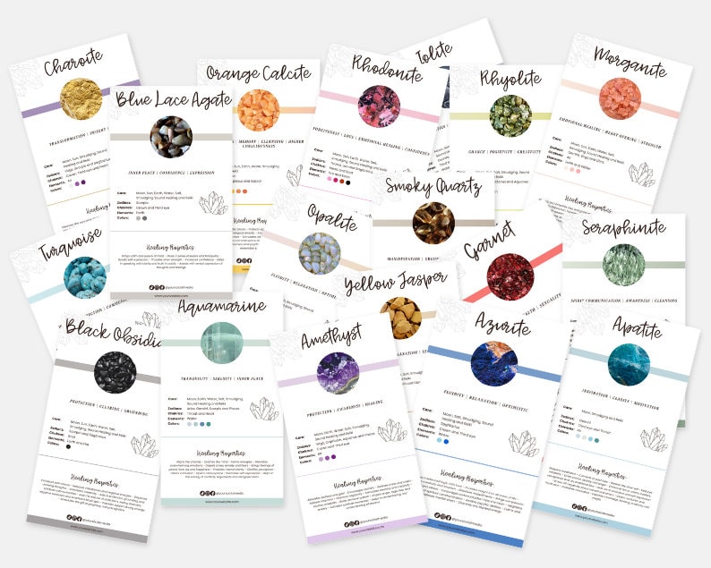 109 Editable Crystal Cards, Crystal Meaning Cards, Crystal Printable ...