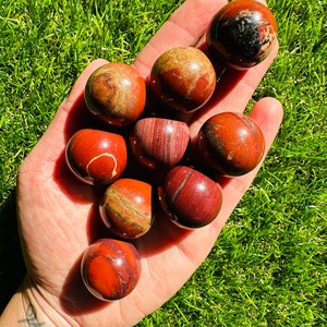 25mm Red Jasper Crystal Sphere, 1 Small Polished Red Jasper Crystal Sphere