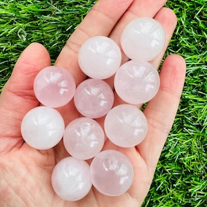 20mm Rose Quartz Crystal Sphere, 1 Small Polished 20mm Crystal Sphere