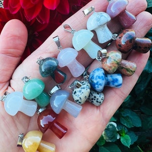 Crystal Mushroom Pendants, Crystal Pendant Confetti, Mystery Small Genuine Polished Crystal Mushroom Pendants