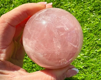 Rose Quartz Sphere, High-Quality Polished Rose Quartz Crystal Sphere